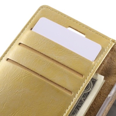 Mercury Blue Moon atverčiamas Samsung Galaxy A3 (2016) auksinis odinis dėklas - piniginė / Priedai.lt