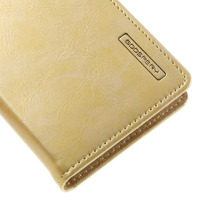 Mercury Blue Moon atverčiamas Samsung Galaxy A3 (2016) auksinis odinis dėklas - piniginė / Priedai.lt