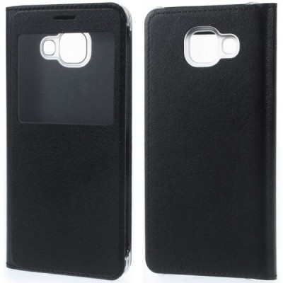 Samsung Galaxy A3 (2016) atvēramais maciņš ar lodziņu - melns / Vacins.lv