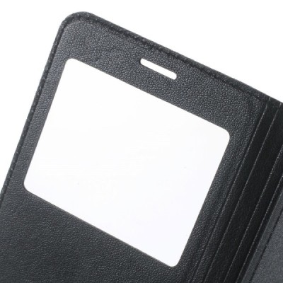Samsung Galaxy A3 (2016) atvēramais maciņš ar lodziņu - melns / Vacins.lv
