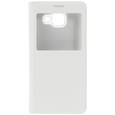 Samsung Galaxy A3 (2016) baltas odinis atverčiamas dėklas su langeliu / Priedai.lt