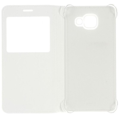 Samsung Galaxy A3 (2016) baltas odinis atverčiamas dėklas su langeliu / Priedai.lt