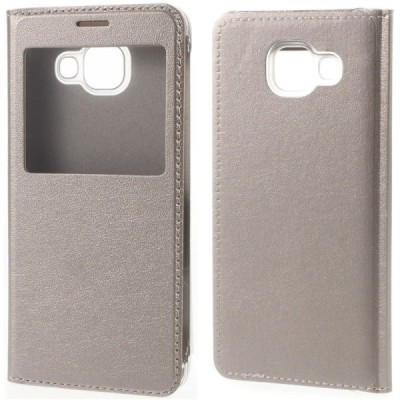 Samsung Galaxy A3 (2016) Atvēramais maciņš ar lodziņu - zelta / Vacins.lv