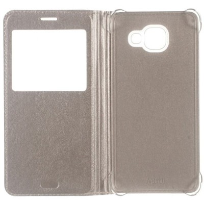 Samsung Galaxy A3 (2016) auksinis odinis atverčiamas dėklas su langeliu / Priedai.lt