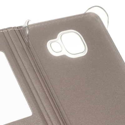 Samsung Galaxy A3 (2016) auksinis odinis atverčiamas dėklas su langeliu / Priedai.lt