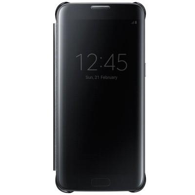 Samsung Galaxy S7 (G930) oficiāls Clear View Cover atvērams melns ādas maciņš / Vacins.lv