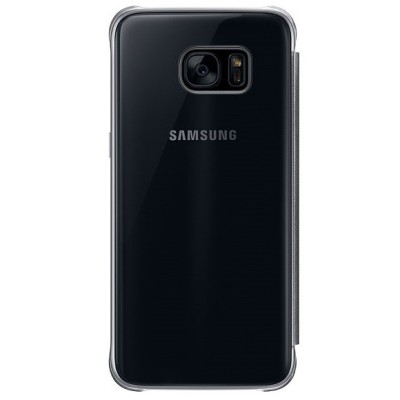 Samsung Galaxy S7 (G930) oficiāls Clear View Cover atvērams melns ādas maciņš / Vacins.lv