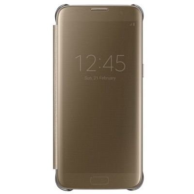 Samsung Galaxy S7 (G930) originalus Clear View Cover atverčiamas auksinis dėklas / Priedai.lt