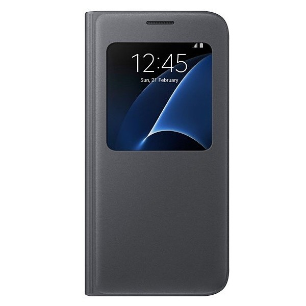 „Samsung“ S View Cover atvērams maciņš - melns (Galaxy S7)
