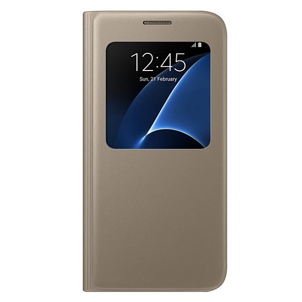 „Samsung“ S View Cover atvērams maciņš - zelta (Galaxy S7)