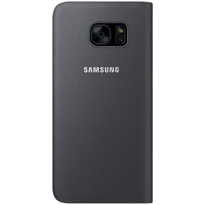 Samsung Galaxy S7 Edge G935 oficiāls S View Cover atvērams melns ādas maciņš / Vacins.lv