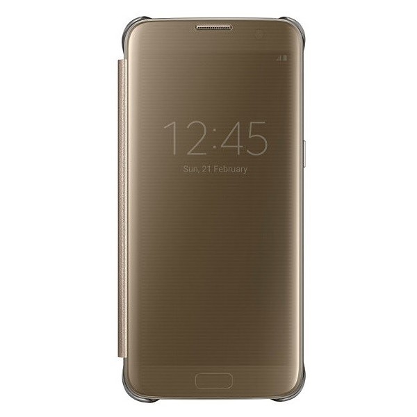 „Samsung“ Clear View Cover atvērams maciņš - zelta (Galaxy S7 Edge)