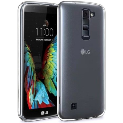 LG K10 (K420N) skaidrus (permatomas) kieto silikono TPU ploniausias pasaulyje bespalvis dėklas / Priedai.lt