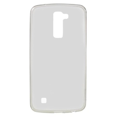 LG K10 (K420N) dzidrs (caurspīdīgs) cieta silikona TPU pasaulē planākais pelēks apvalks / Vacins.lv