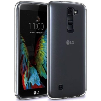 LG K10 (K420N) dzidrs (caurspīdīgs) cieta silikona TPU pasaulē planākais pelēks apvalks / Vacins.lv