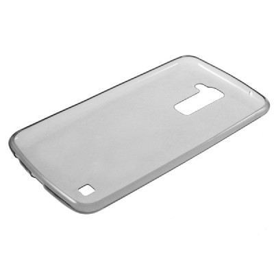 LG K10 (K420N) dzidrs (caurspīdīgs) cieta silikona TPU pasaulē planākais pelēks apvalks / Vacins.lv