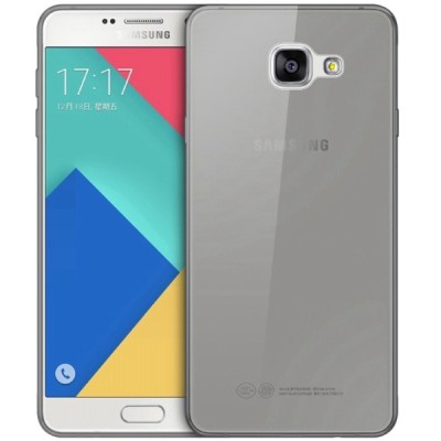 Samsung Galaxy A3 2016 (A310) skaidrus (permatomas) kieto silikono TPU ploniausias pasaulyje pilkas dėklas / Priedai.lt