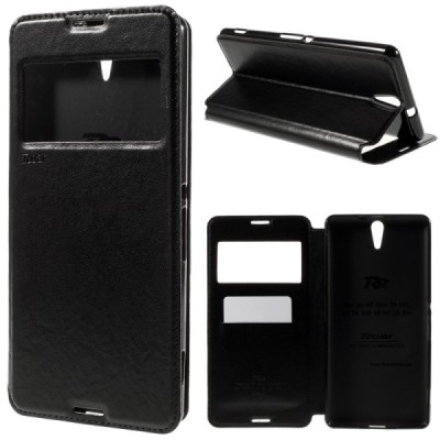 Sony Xperia C5 Ultra Roar Noble ādas atvēramais melns futrālis / Vacins.lv