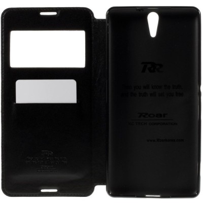 Sony Xperia C5 Ultra Roar Noble ādas atvēramais melns futrālis / Vacins.lv