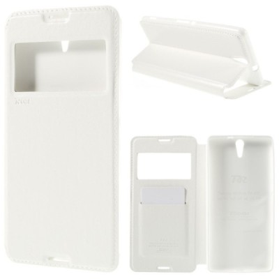 Sony Xperia C5 Ultra Roar Noble ādas atvēramais balts futrālis / Vacins.lv