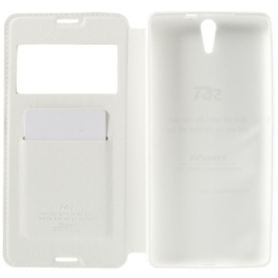 Sony Xperia C5 Ultra Roar Noble ādas atvēramais balts futrālis / Vacins.lv