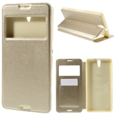Sony Xperia C5 Ultra Roar Noble ādas atvēramais zelta futrālis / Vacins.lv
