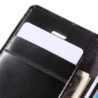 Mercury Blue Moon atverčiamas iPhone 5c juodas odinis dėklas - piniginė / Priedai.lt