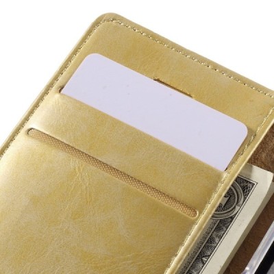 Mercury Blue Moon atverčiamas iPhone 5c auksinis odinis dėklas - piniginė / Priedai.lt