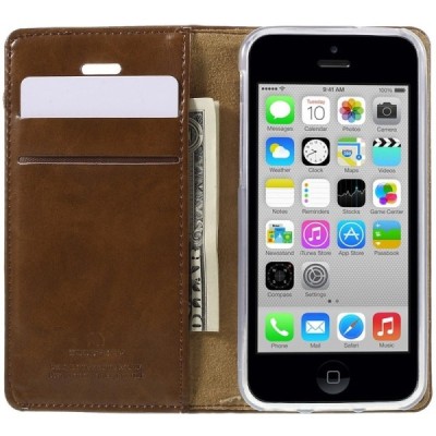 Mercury Blue Moon iPhone 5c atvērams brūns ādas maciņš / Vacins.lv