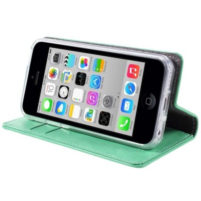 Mercury Blue Moon iPhone 5c atvērams piparmētru ādas maciņš / Vacins.lv