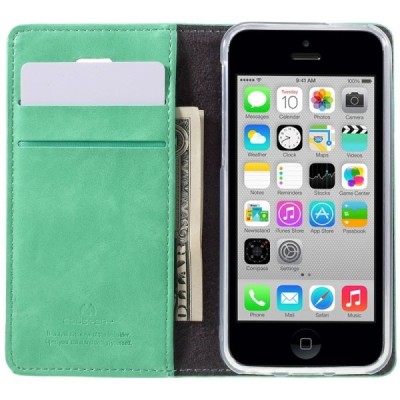 Mercury Blue Moon iPhone 5c atvērams piparmētru ādas maciņš / Vacins.lv