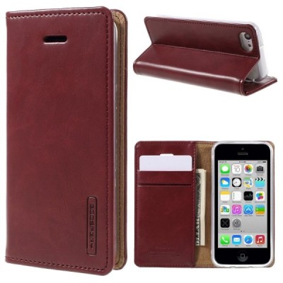 Mercury Blue Moon atverčiamas iPhone 5c bordo odinis dėklas - piniginė / Priedai.lt