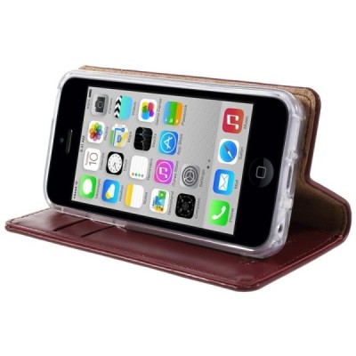 Mercury Blue Moon iPhone 5c atvērams bordo ādas maciņš / Vacins.lv