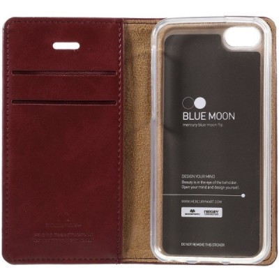 Mercury Blue Moon iPhone 5c atvērams bordo ādas maciņš / Vacins.lv
