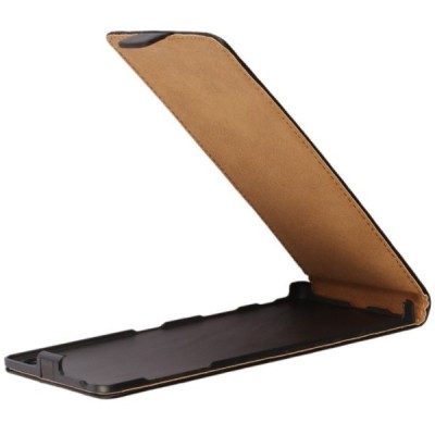 Sony Xperia Z5 Premium klasikinis vertikaliai atverčiamas juodas odinis dėklas / Priedai.lt