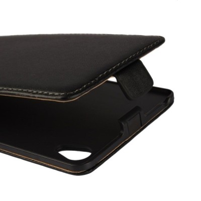 Sony Xperia Z5 Premium klasikinis vertikaliai atverčiamas juodas odinis dėklas / Priedai.lt