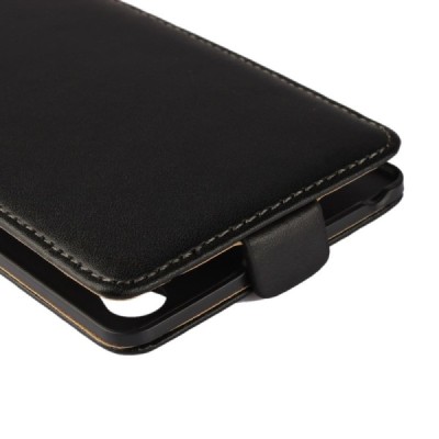 Sony Xperia Z5 Premium klasikinis vertikaliai atverčiamas juodas odinis dėklas / Priedai.lt