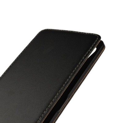 Sony Xperia Z5 Premium klasikinis vertikaliai atverčiamas juodas odinis dėklas / Priedai.lt