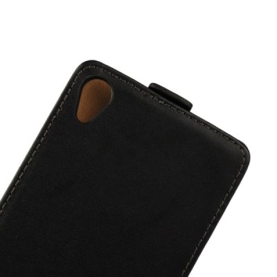 Sony Xperia Z5 Premium klasikinis vertikaliai atverčiamas juodas odinis dėklas / Priedai.lt