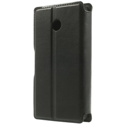 Huawei Ascend Y330 atverčiamas juodas odinis dėklas - piniginė / Priedai.lt