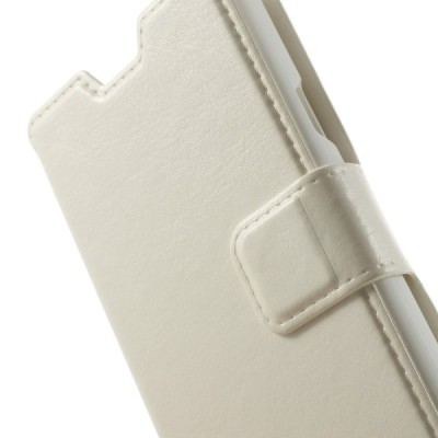 Huawei Ascend Y330 atverčiamas baltas odinis dėklas - piniginė / Priedai.lt