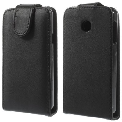 Huawei Ascend Y330 klasikinis vertikaliai atverčiamas juodas odinis dėklas / Priedai.lt