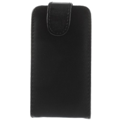 Huawei Ascend Y330 klasikinis vertikaliai atverčiamas juodas odinis dėklas / Priedai.lt