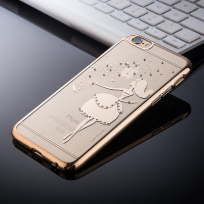 Apple iPhone 6S elegants JOYROOM Butterflies dzidrs (caurspīdīgs) zelta plastmasas apvalks ar kristāliem / Vacins.lv