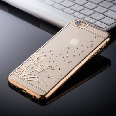 Apple iPhone 6S elegants JOYROOM Dandelion Field dzidrs (caurspīdīgs) zelta plastmasas apvalks ar kristāliem / Vacins.lv