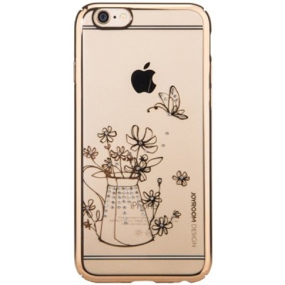 Apple iPhone 6S elegants JOYROOM Flowers dzidrs (caurspīdīgs) zelta plastmasas apvalks ar kristāliem / Vacins.lv