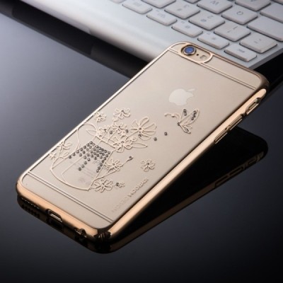 Apple iPhone 6S elegants JOYROOM Flowers dzidrs (caurspīdīgs) zelta plastmasas apvalks ar kristāliem / Vacins.lv