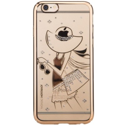 Apple iPhone 6S elegants Joyroom Summer Girl dzidrs (caurspīdīgs) zelta plastmasas apvalks ar kristāliem / Vacins.lv