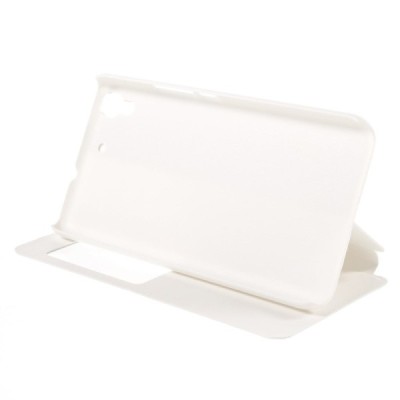 Huawei Y6 baltas odinis atverčiamas „Smart Window“ dėklas su langeliu / Priedai.lt