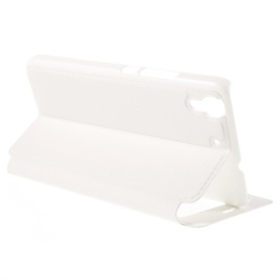 Huawei Y6 baltas odinis atverčiamas „Smart Window“ dėklas su langeliu / Priedai.lt